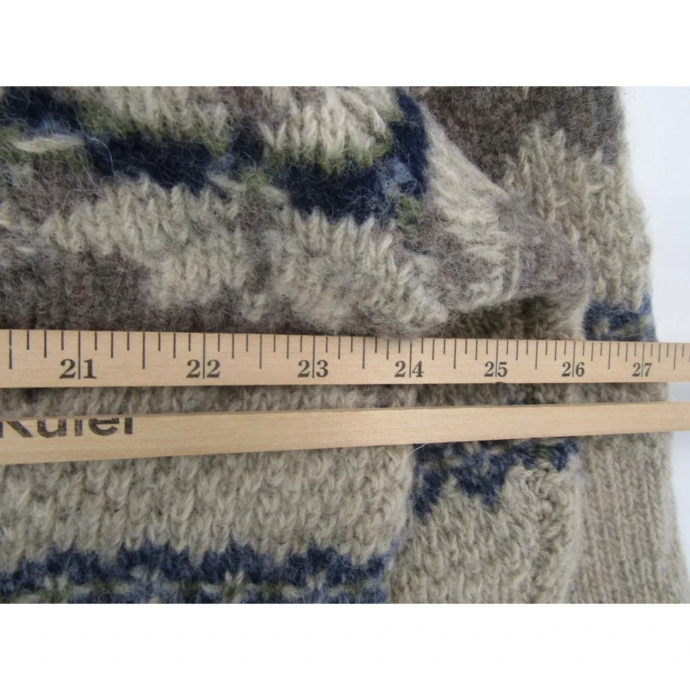 Eddie Bauer Sweater Mens XL Beige Wool Heritage Fair Isle Nordic Crew Neck